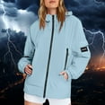 thumbnail image 2 of Vinsonshop Rain Jackets Women Utility Jacket Women Rain Jacket Women Waterproof Outdoor Jacket Packable Rain Jacket Women Rain Coat Raincoat for Women Light Blue L, 2 of 9