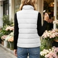 thumbnail image 5 of Fmbrln Womens Puffer Vest Zip Up Sleeveless Lightweight Jacket Fall Winter Stand Collar Comfy Trendy Outerwear with Pocket White XL, 5 of 6