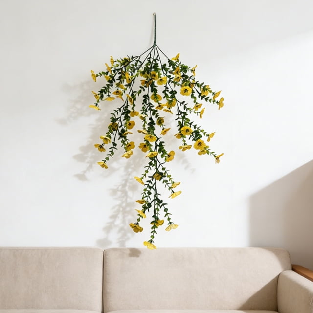 Ramo de flores artificiales amarillas de malla 69 para montar en la pared, plantas falsas simuladas para decoración de bodas, fiestas, interiores y exteriores (1 unidad) JASKFLY