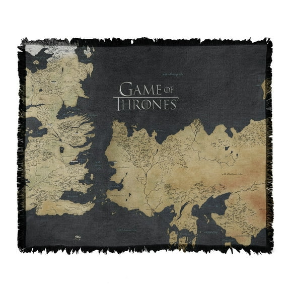 Game of Thrones Blanket, 50'x60' Westeros Map Woven Tapestry Cotton Blend Fringed Throw