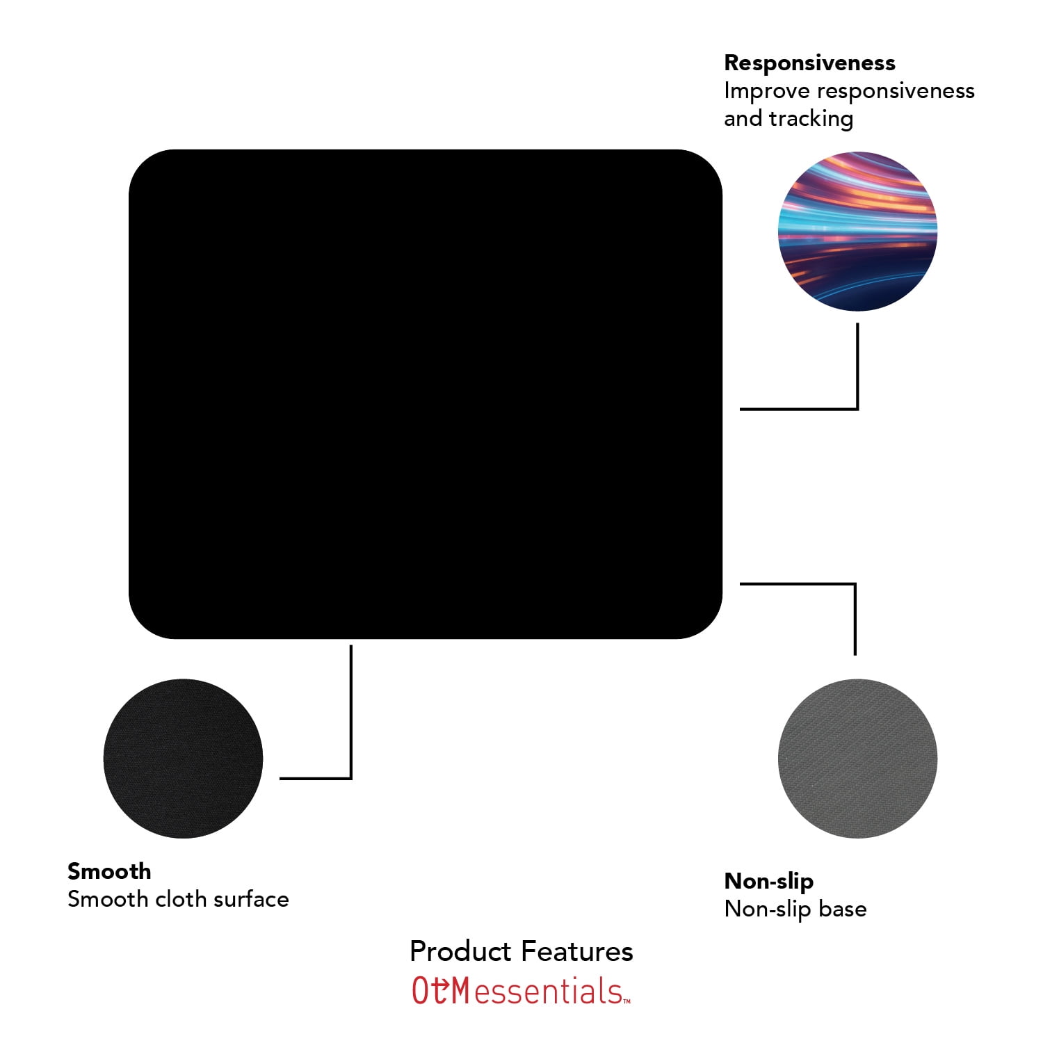 OTM Essentials Black Mouse Pad, Macaron Stack