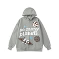 thumbnail image 1 of Sweat à Capuche Planète Cassé Tendance Américaine Imprimé Amusant de Rue plus Velours design Ample, 1 of 5