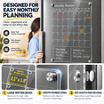 thumbnail image 2 of Clear Acrylic Magnetic Calendar for Refrigerator- Sleek Dry Erase Board & Chore Chart for Fridge, Perfect Family Organizer, Includes 5 High-Contrast Markers for Stainless Steel & White Kitchens, 2 of 8