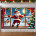 thumbnail image 5 of Festive Design Christmas Banner Santa Claus Polyester Material Window Decoration Winter Scene for Holiday Party Indoor Decoration Christmas Celebration, 5 of 8