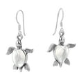 thumbnail image 3 of Love Life Sea Turtle Heart White Mother of Pearl Sterling Silver Dangle Earrings, 3 of 5