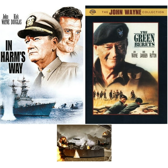 John Wayne Double Feature In Harm's Way & The Green Berets 2 DVD Set Includes Glossy Print WWII Art Card