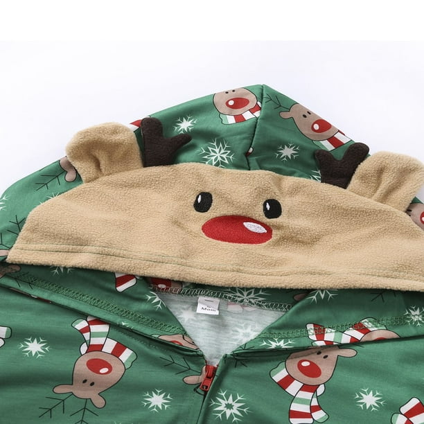 Reindeer Christmas Family Matching Hooded Onesie Pajamas Romper Jumpsuit Zipper Pjs for Adult Kids Baby Walmart