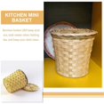 thumbnail image 4 of Round Bamboo Weaving Tea Basket With Lid Mini Tea Storage Basket Garbage Container Bin, 4 of 4