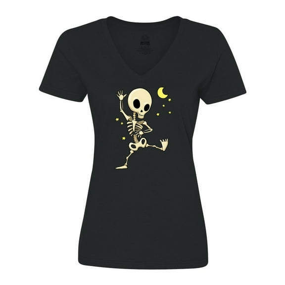 Inktastic Cute Dancing Skeleton Women's V-Neck T-Shirt