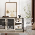 thumbnail image 3 of Farmhouse TV Stand for 65/75 inch TV, Entertainment Center with Storage Cabinet, Industrial TV Console Cabinet with Mesh Doors, 63" Rustic TV Media Console Table for Living Room, 3 of 8