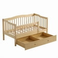thumbnail image 5 of Pine Toddler Bed with Safety Side Rails & Bottom Drawer, Timeless Design for Nursery/Kid's Bedroom, 5 of 13