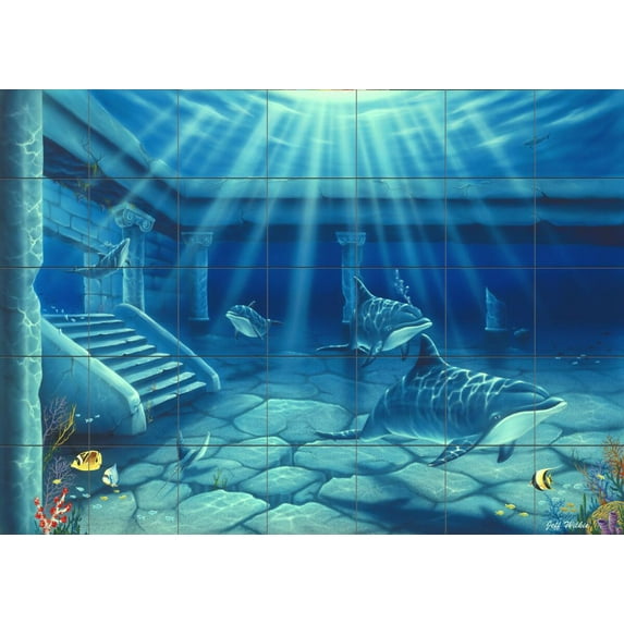 Tile Mural Bathroom Backsplash - Atlantis - by Jeff Wilkie