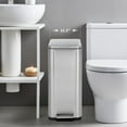 thumbnail image 2 of GAOMON Slim 13 Gallon Stainless Steel Trash Can, Step-On Rectangular Garbage Bin with Removable Inner Bucket & Soft-Close Lid, for Kitchen - Silver, 2 of 7