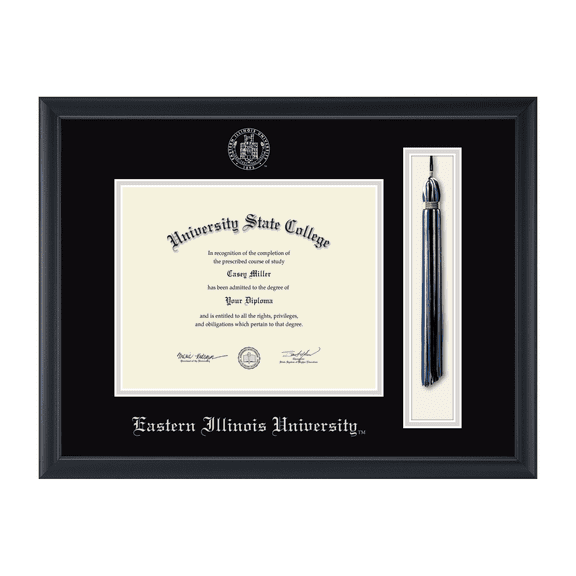 Framerly - EIU Tassel Diploma Frame with Black and Silver Mat