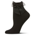 thumbnail image 2 of MeMoi Women's Cotton Rich Tulle Bow Trimmed Ankle Sock - Womens - Female, 9-11, Black, 2 of 8