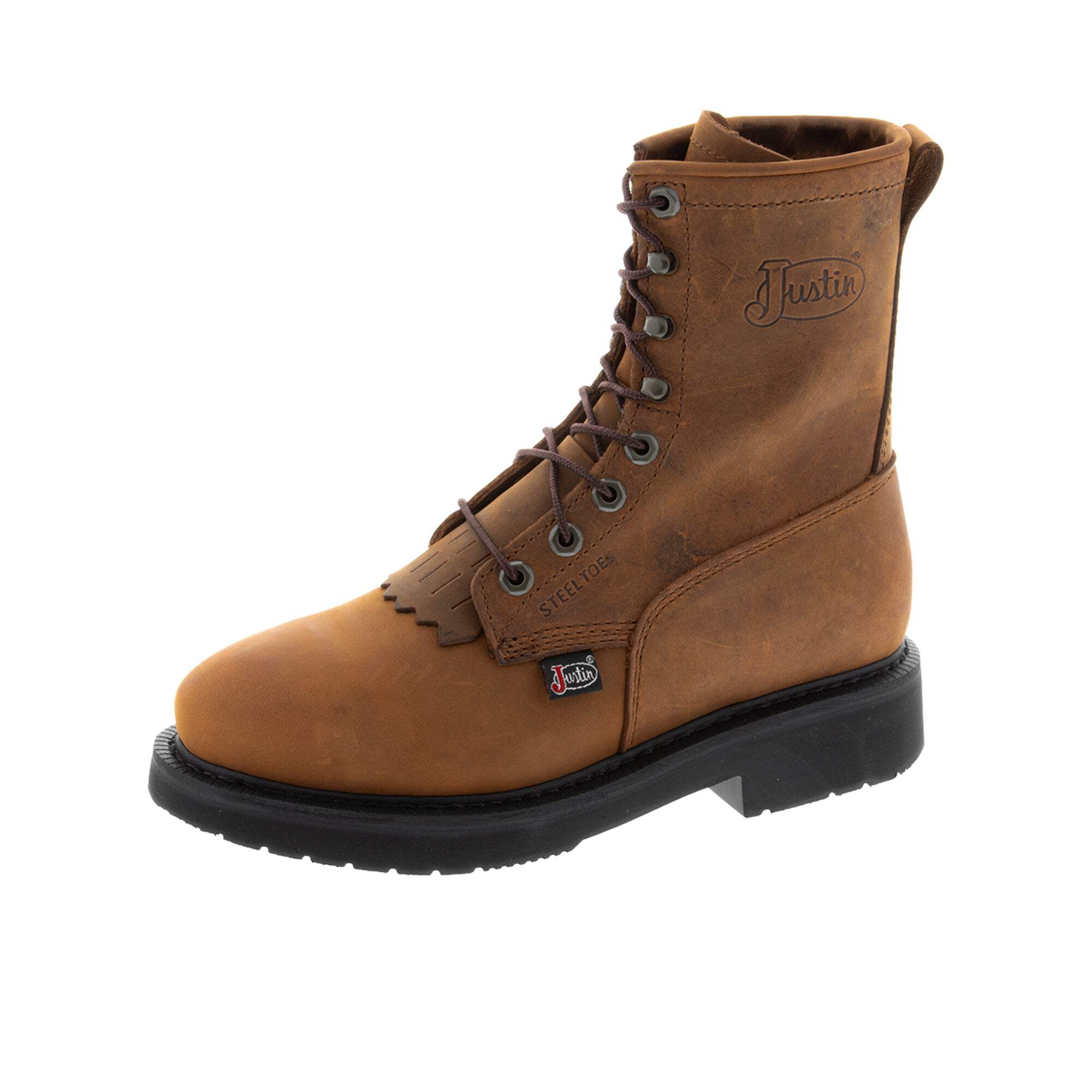 Patron Men's Moc Toe Work Boots - Genuine Leather, Lace-Up, Oil Resistant, Light Brown (Sizes 6-12, Medium D)