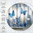 thumbnail image 4 of Blue Butterfly Shower Curtain Spring Floral Flower Royal Blue Butterflies Ornamental Artistical Shower Curtains for Hotel Home Bathtubs Bath Polyester Fabric with Hooks 72x84 Inches, 4 of 6