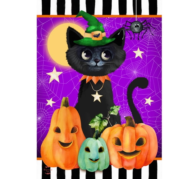 Briarwood Lane Halloween Garden Flag 12x18 For Outdoor Black Cat and Jacks For Halloween Garden Flag Flags For Outside
