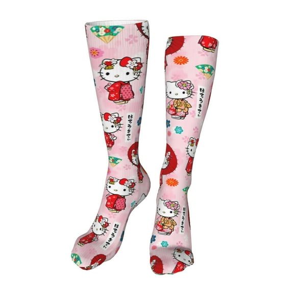 Lsque Sanrio Print Women's Men's Novelty 20in Crew Socks Cotton Socks Knee High Socks for Walking,Running,Nurses,Pregnancy