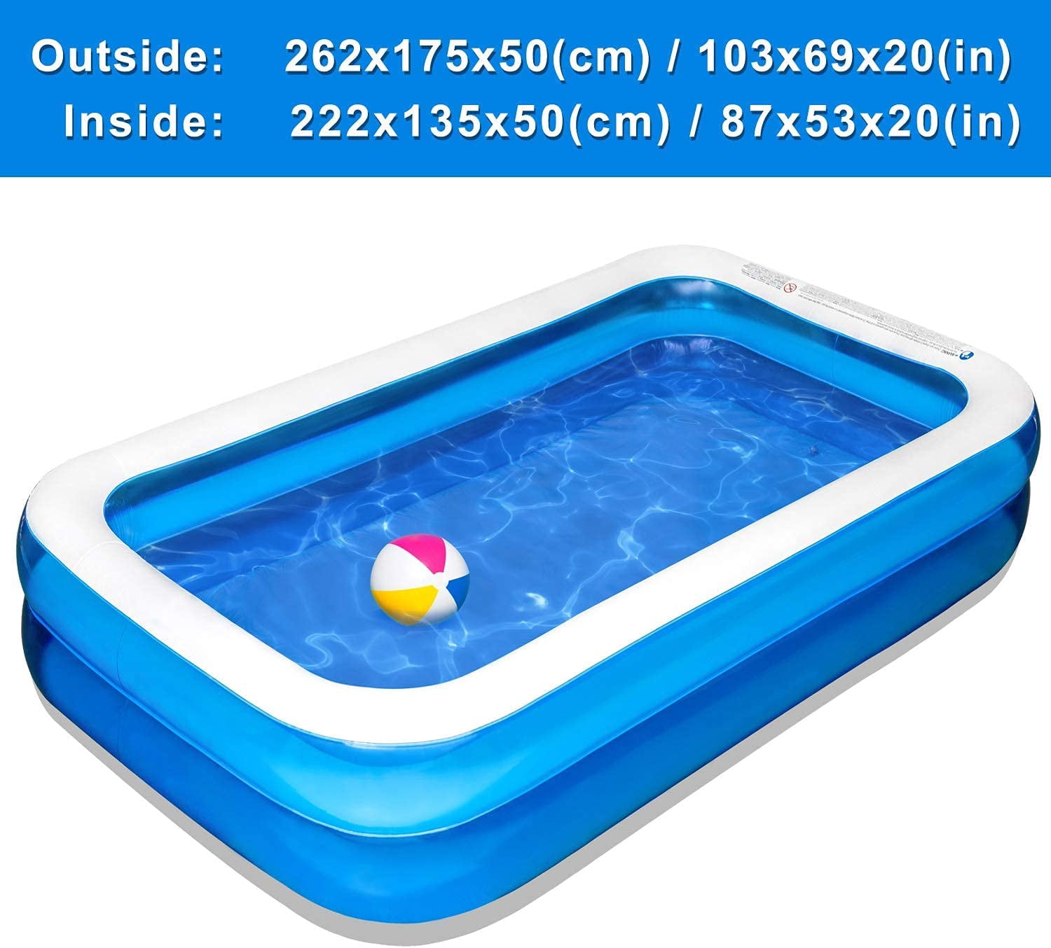 Inflatable Swimming Pool 120" X72" X20" Family Swim Center for Kids Full-Sized Lounge Pool for Kids Adults Easy Set for Backyard Summer Water Party Outdoor Kiddie Pools