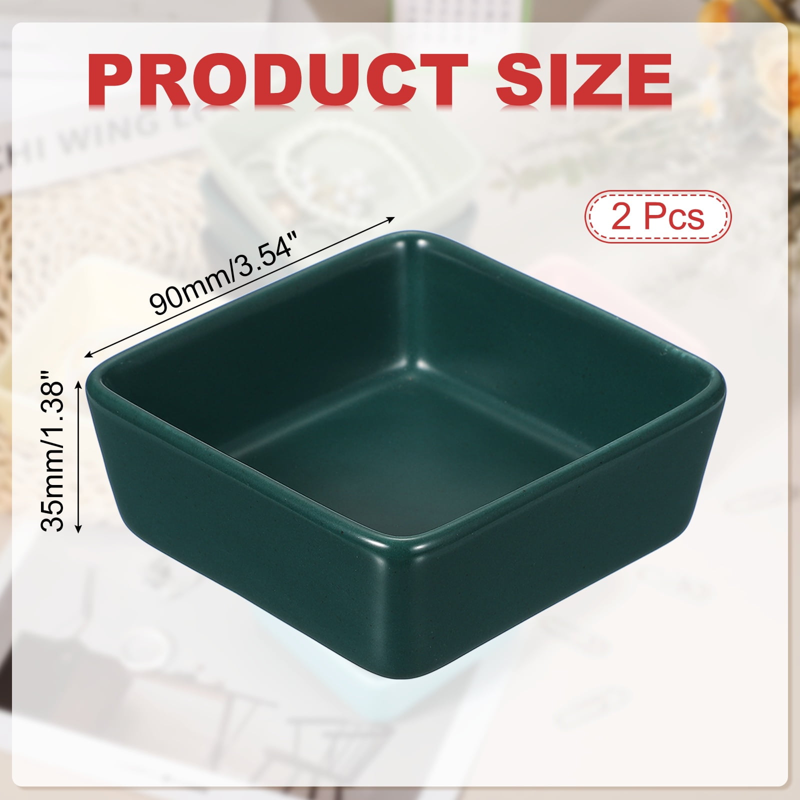 Uxcell Square Paper Clip Holders, 2 Pcs Ceramic Clip Dispenser Organizer Desk Organizer Accessories for Office Desktop Decor Bobby Pin Binder Paper Clamp, Dark Green