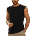 thumbnail image 2 of T-shirts for Men Plus Size under $5 Sleeveless V-Neck Pocket Casual Solid Color Cool Pullover Tops Solid Basic Tee Black L, 2 of 6