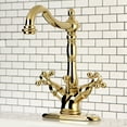thumbnail image 2 of Kingston Brass KS1432AX Heritage Two-Handle Bathroom Faucet with Brass Pop-Up and Cover Plate, Polished Brass, 2 of 3