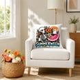 thumbnail image 3 of Summerween Halloween Pillow Cover 18 X 18 Inch Linen Throw Pillow Cover Pink Spooky Skeleton Print for Home Bedroom Living Room Outdoor Party Halloween Decor 1 Pack, 3 of 6