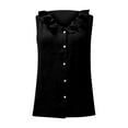 thumbnail image 4 of MIXUE Boho Tops For Women Summer Solid Color V Neck Button Sleeveless Vest T-shirts Outwear,Black,L, 4 of 5