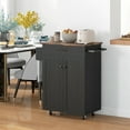 thumbnail image 2 of HOMCOM Kitchen Island on Wheels, Kitchen Cart with Solid Wood Top, Black, 2 of 10