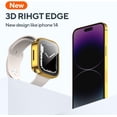 thumbnail image 2 of 2 Pack 2 in 1 Waterproof Case for Apple Watch Series SE SE2 6 5 4 44mm, Straight Edge PC Front & Back Bumper with Tempered Glass Screen Protector 360 Protective Cover for iWatch 44mm, Gold/Gold, 2 of 7