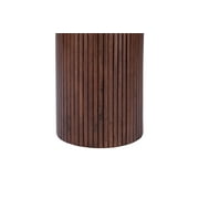 Round Solid Wood End Table Brown Pedestal Side Table Living Room Furniture Accent End Table with Solid Wood Base