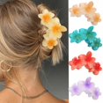 thumbnail image 3 of Begzeat Flower Hair Clips, Flower Claw Clips, Strong Hold Claw Clips for Thick Hair Summer Cute Hibiscus Hair Clips Beach Plumeria Hair Accessories for Women (B), 3 of 8