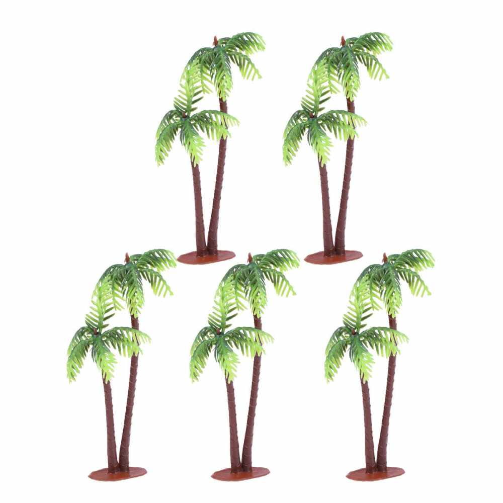 5Pcs Plastic Coconut Palm Tree Miniature Plant Pots Bonsai Craft Mini NEW 