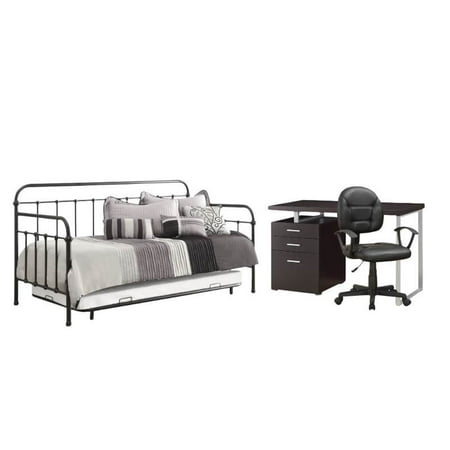 3 Piece Bedroom Dorm Set With Daybed Desk And Chair