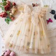 thumbnail image 3 of Generic Children Gown Dresses Toddler Baby Girl Baby Clothes Summer Butterfly Wing Lace Casual Short Sleeve Dress for Bowknot Flower Pageant Party Wedding(1-2 Years,Beige), 3 of 3