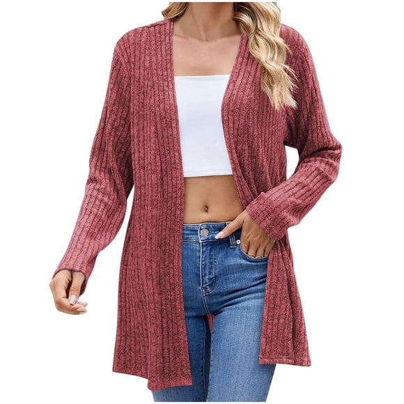 Pisexur Womens Jacket Open Front Cardigans Trench Coats Fall Jackets Women's Fashion Brushed Stripe Long Sleeve Women's Cardigan Coat