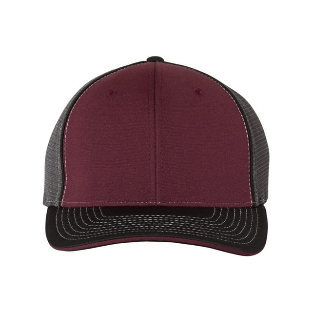 Richardson Pulse Sportmesh with R-Flex Cap, L-XL, Maroon-Charcoal-Black Tri