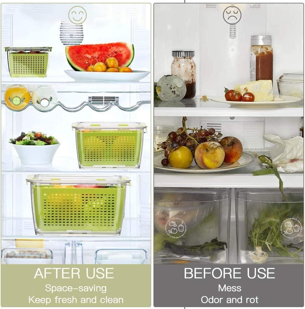 Luxear Fresh Keeper Green BPA-Free Adjustable Vent Food Storage Container (3 Count)