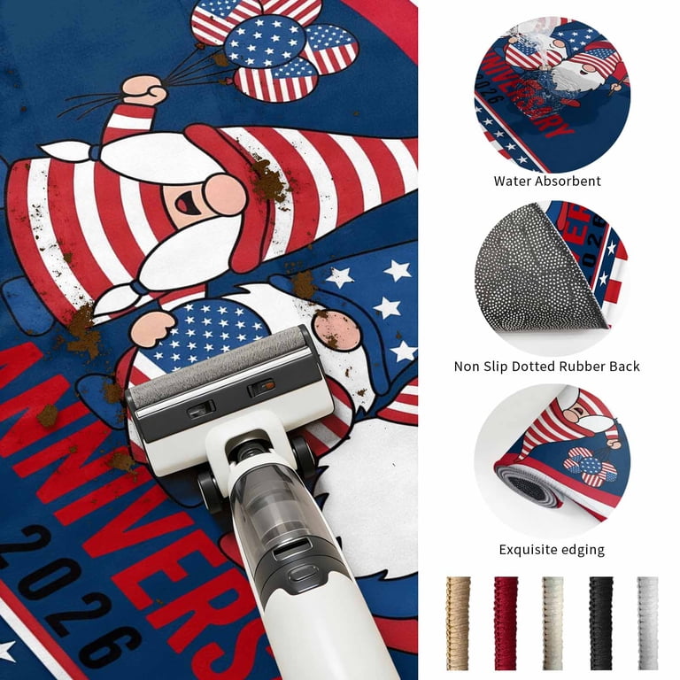 Rectangle Area Rugs 2.7 x 5 Ft, American Flag 250 Year Anniversary