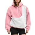 thumbnail image 5 of Fiaer Pet Pouch Hoodie for Women Animal Holder Long Sleeve Hooded Sweatshirts Plus Size Baggy Color Blocking Drawstring Tops with Pockets Pink XL, 5 of 6