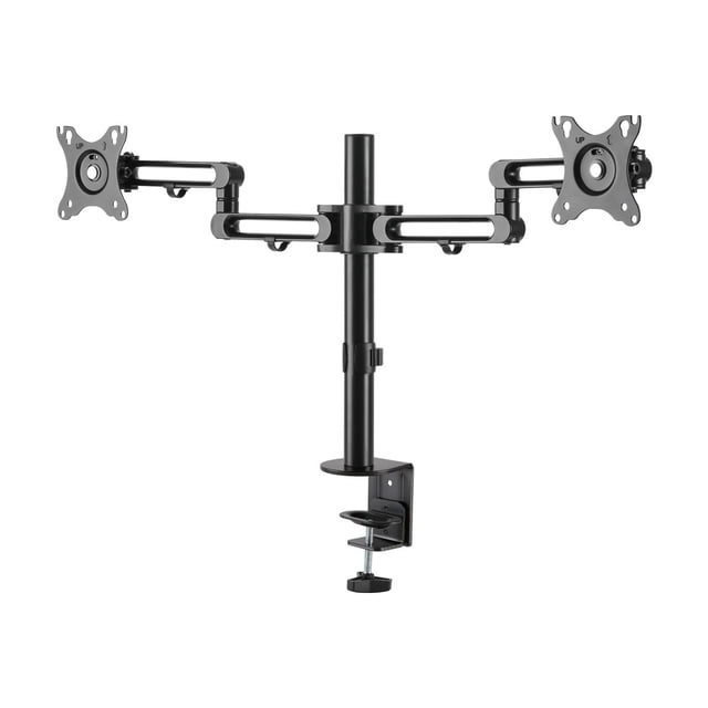 StarTech.com Desk Mount Dual Monitor Arm, Desk Clamp VESA Compatible Monitor Mount for up to 32 inch Displays, Ergonomic Articulating Monitor Arm, Height Adjustable/Tilt/Swivel/Rotating - Double Monitor Arm (ARMDUAL3) - Mounting kit - adjustable arm - for 2 monitors - aluminum - black - screen size: up to 32" - desk-mountable