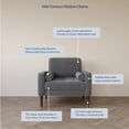 thumbnail image 3 of BELLEZE Erik Accent Chair Tufted Linen with Bolster Pillows, Grey, 3 of 7
