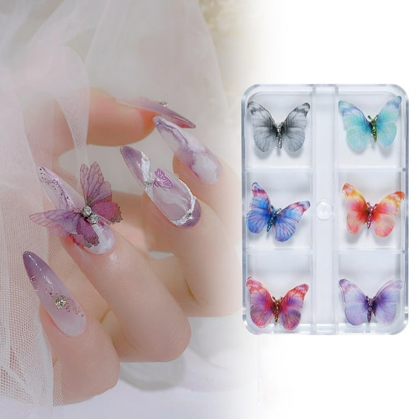 Calcomanías de Mariposa para Uñas Yinane Colorido Accesorios de Joyería Glitter 3D DIY Crafting Estilo A