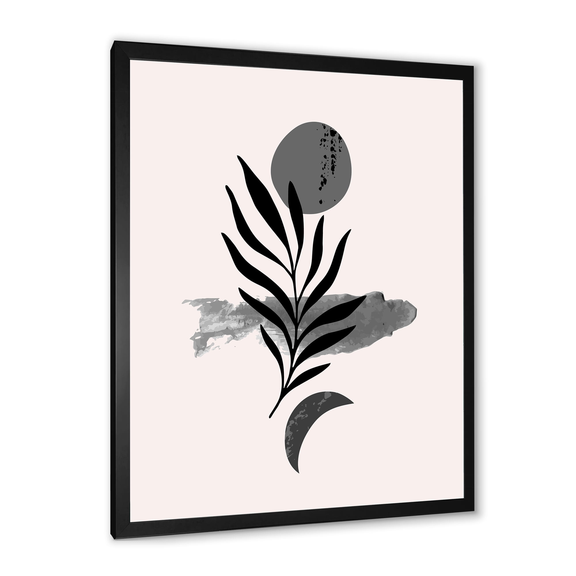 Designart 'Abstract Black Tropical Leaf II' Modern Framed Art Print