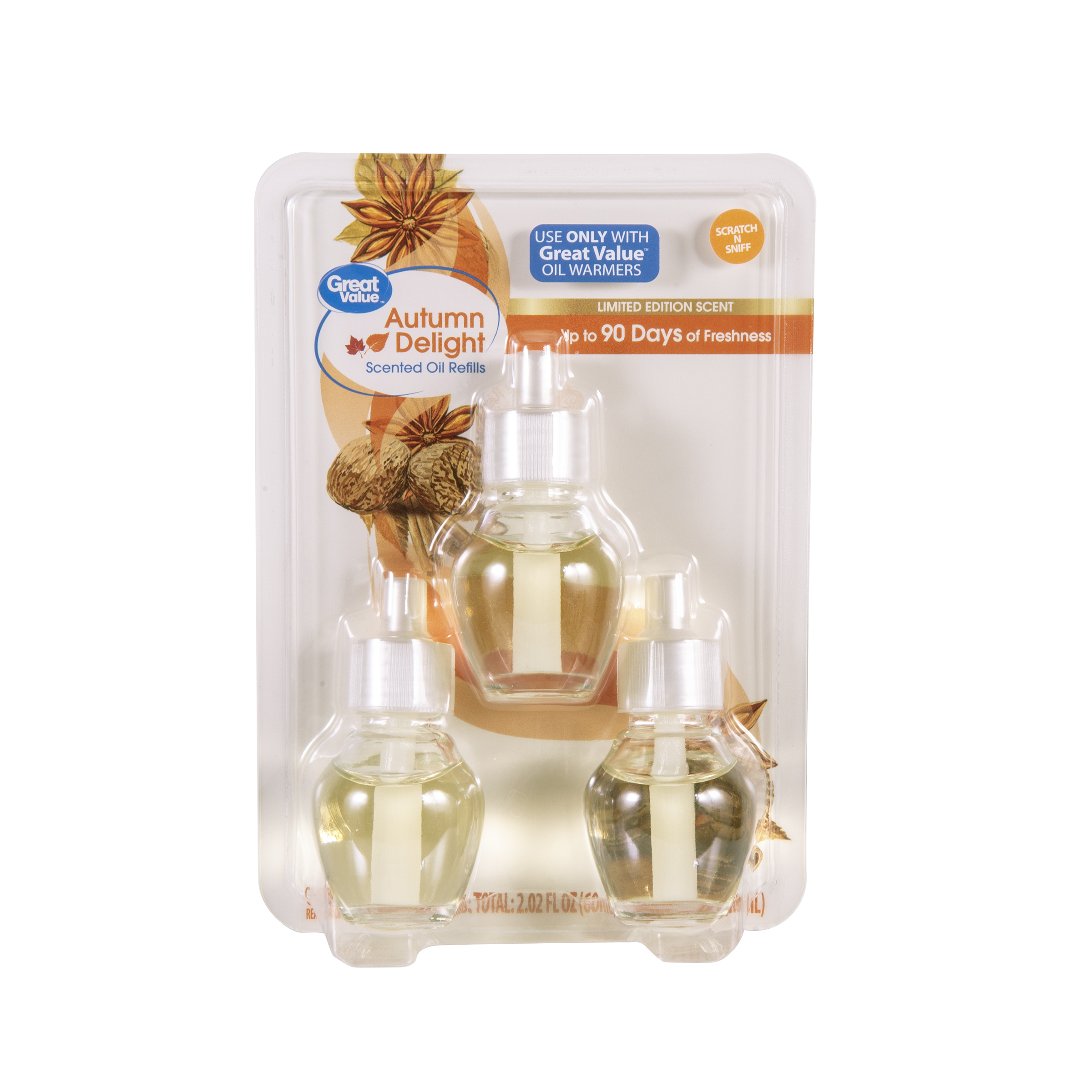Great Value Plug In Scented Oil Refills, (3 X .67 fl oz), Autumn