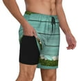 thumbnail image 3 of Picia Wood Grain pattern Mens Swim Trunks with Compression Liner Stretch Beach Shorts Quick Dry with Zipper Pockets No-Chafing Board Shorts-3X-Large, 3 of 9