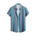 thumbnail image 4 of Conjuntos cortos Cagnkofi para hombre, conjuntos de 2 piezas, chándales de verano, conjunto informal de camisa y pantalones cortos de manga corta con estampado de rayas y botones, 4 of 6