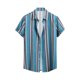 thumbnail image 4 of Conjuntos cortos Cagnkofi para hombre, conjuntos de 2 piezas, chándales de verano, conjunto informal de camisa y pantalones cortos de manga corta con estampado de rayas y botones, 4 of 6