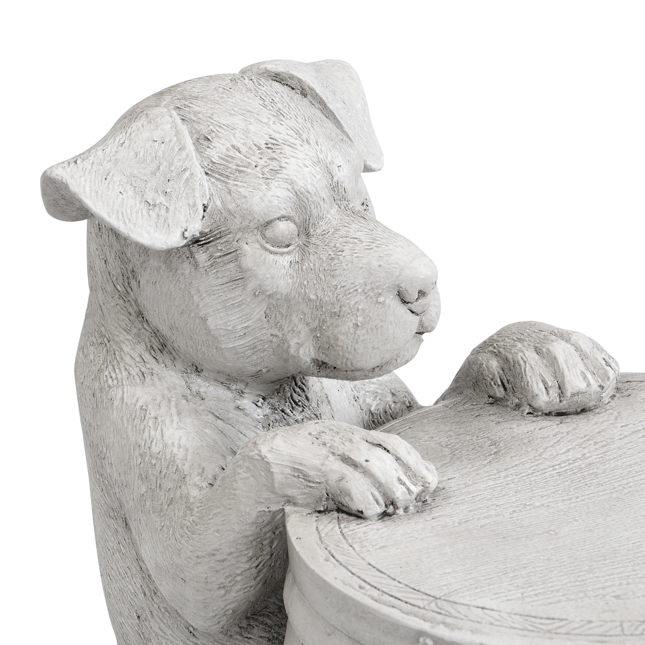 Christopher Knight Home 18"H Dog Barrel MGO Side Table, Indoor Outdoor Puppy Statue Decor, Gray